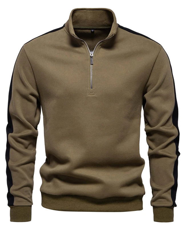 AIOPESON Men's Quarter-Zip Mock Neck Sweatshirt - Lightweight, Casual Style