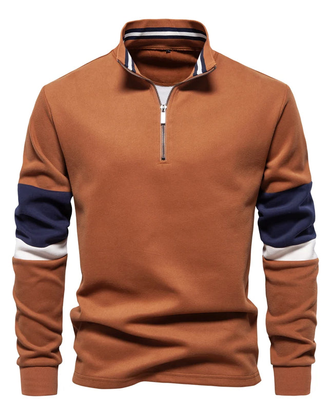 AIOPESON Men's Quarter-Zip Mock Neck Sweatshirt - Lightweight, Casual Style
