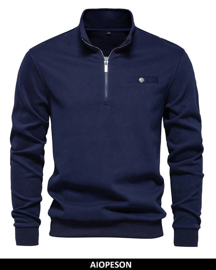 AIOPESON Men's Quarter-Zip Mock Neck Sweatshirt - Lightweight, Casual Style