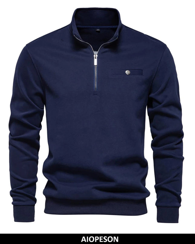 AIOPESON Men's Quarter-Zip Mock Neck Sweatshirt - Lightweight, Casual Style