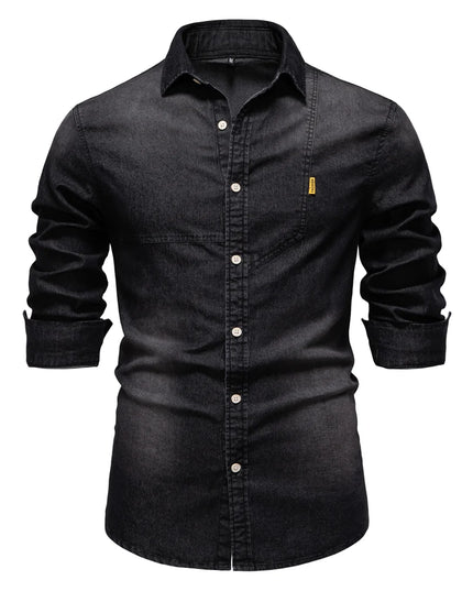 AIOPESON Men's Slim Fit Denim Shirt - Casual Premium Long Sleeve