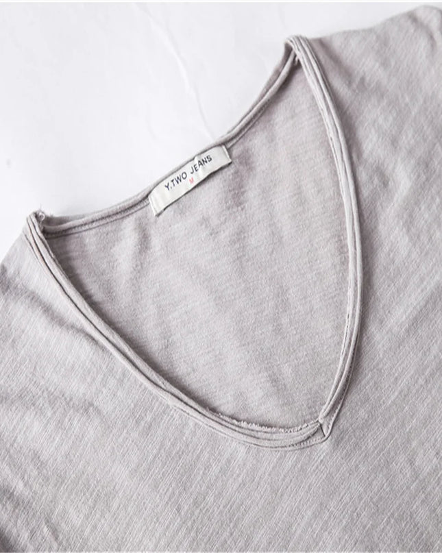 AIOPESON Men's Slim Fit V-Neck T-Shirts - 100% Cotton Casual Wear