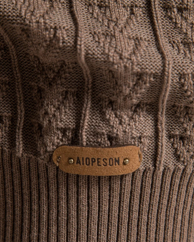 AIOPESON Men's Solid Color Knitted Turtleneck Sweater - Winter Casual