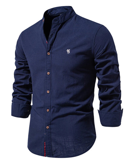 AIOPESON Men's Solid Color Long Sleeve Shirt - 100% Cotton Quality
