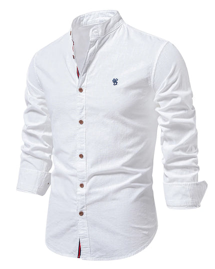 AIOPESON Men's Solid Color Long Sleeve Shirt - 100% Cotton Quality