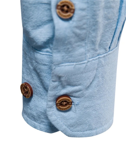 AIOPESON Men's Solid Color Long Sleeve Shirt - 100% Cotton Quality