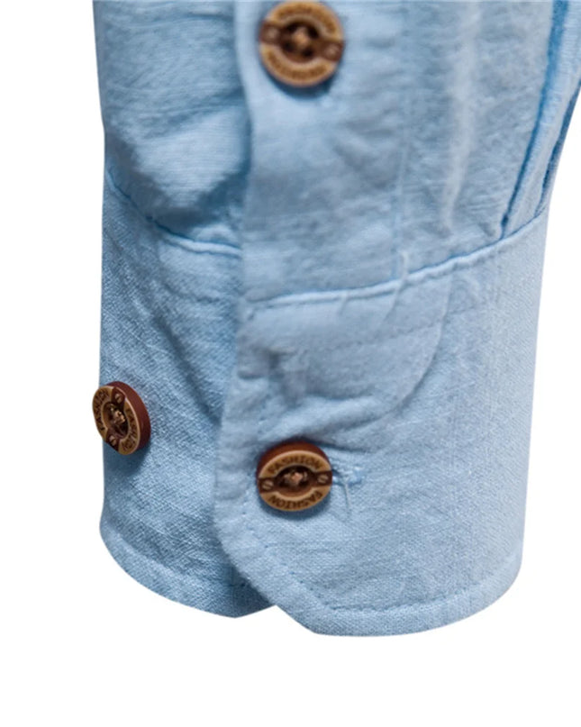 AIOPESON Men's Solid Color Long Sleeve Shirt - 100% Cotton Quality