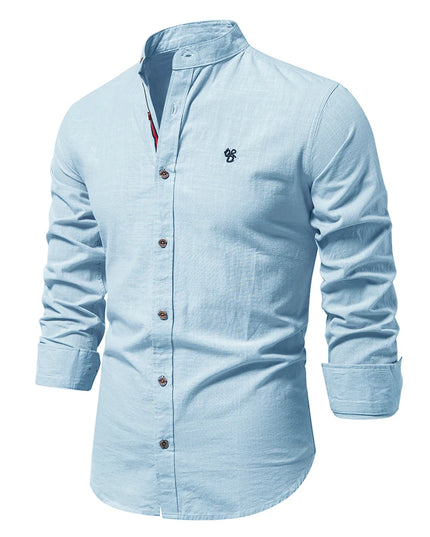 AIOPESON Men's Solid Color Long Sleeve Shirt - 100% Cotton Quality