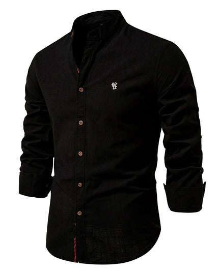 AIOPESON Men's Solid Color Long Sleeve Shirt - 100% Cotton Quality