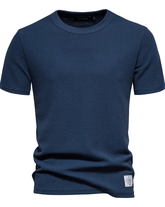 AIOPESON Men's Solid Color Waffle T-shirts - Casual Summer Style