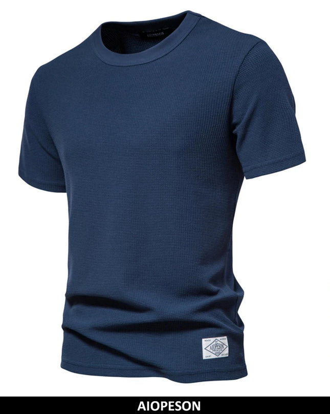 AIOPESON Men's Solid Color Waffle T-shirts - Casual Summer Style
