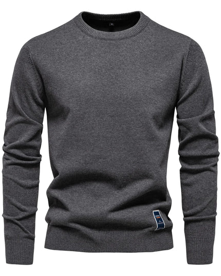 AIOPESON Men’s Solid Cotton Crew Neck Sweater - Casual Classic Style