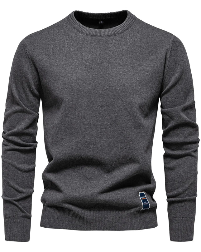 AIOPESON Men’s Solid Cotton Crew Neck Sweater - Casual Classic Style