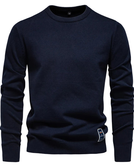 AIOPESON Men’s Solid Cotton Crew Neck Sweater - Casual Classic Style