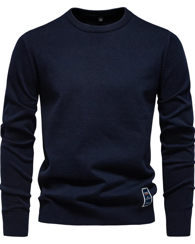 AIOPESON Men’s Solid Cotton Crew Neck Sweater - Casual Classic Style