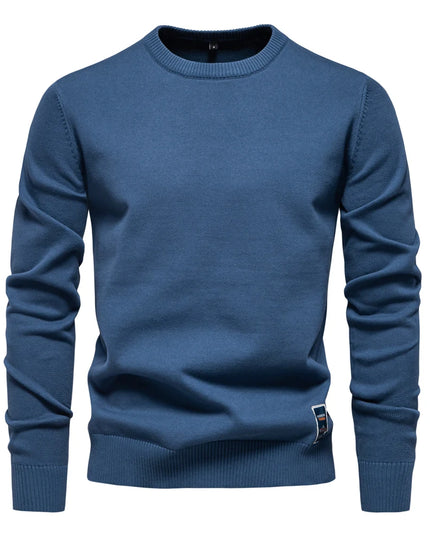 AIOPESON Men’s Solid Cotton Crew Neck Sweater - Casual Classic Style