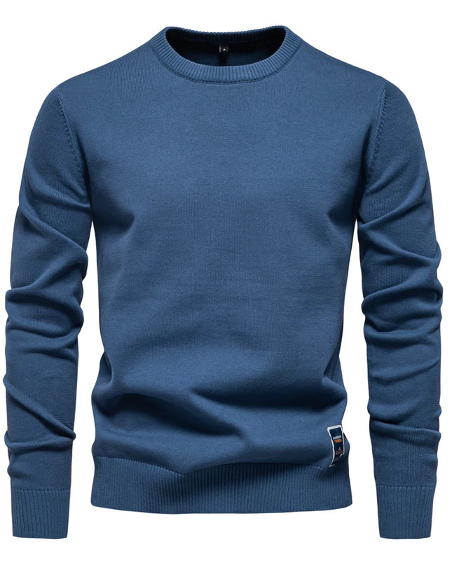 AIOPESON Men’s Solid Cotton Crew Neck Sweater - Casual Classic Style