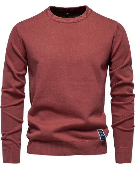 AIOPESON Men’s Solid Cotton Crew Neck Sweater - Casual Classic Style