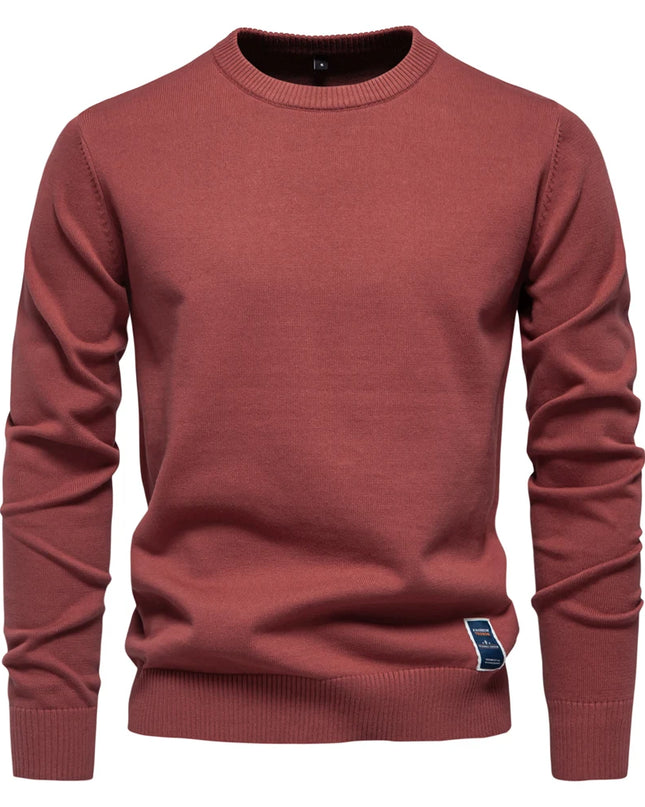 AIOPESON Men’s Solid Cotton Crew Neck Sweater - Casual Classic Style