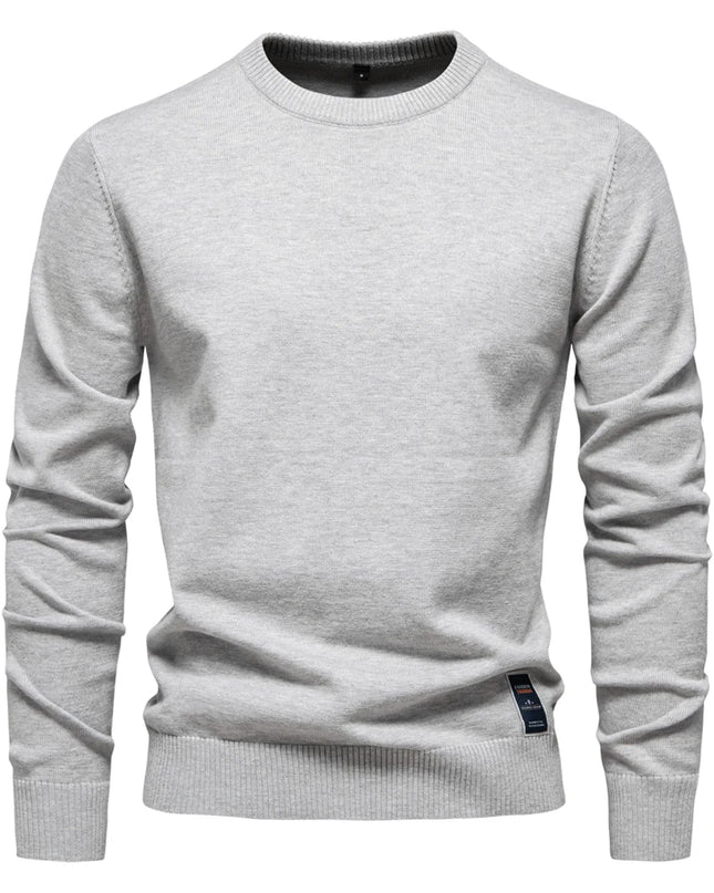 AIOPESON Men’s Solid Cotton Crew Neck Sweater - Casual Classic Style