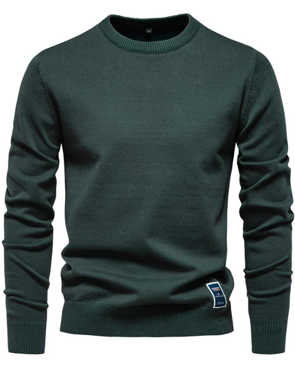 AIOPESON Men’s Solid Cotton Crew Neck Sweater - Casual Classic Style