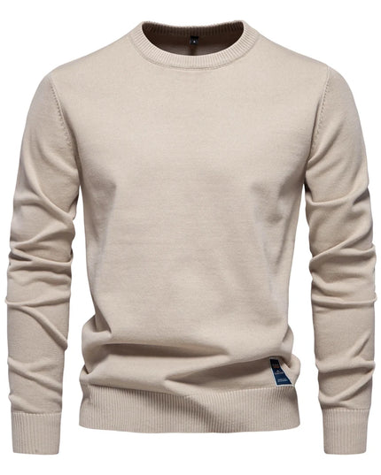 AIOPESON Men’s Solid Cotton Crew Neck Sweater - Casual Classic Style