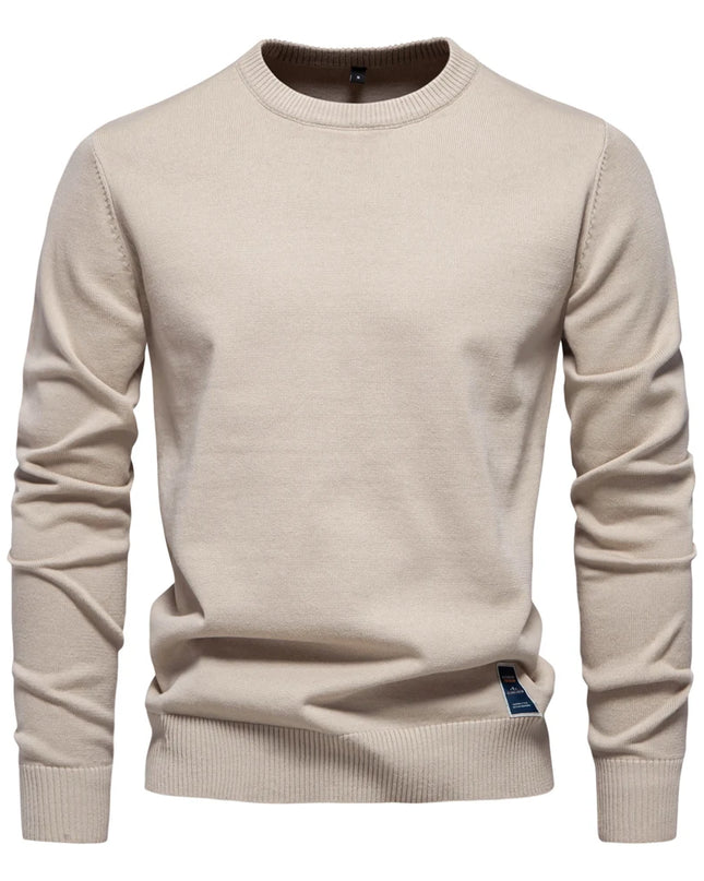 AIOPESON Men’s Solid Cotton Crew Neck Sweater - Casual Classic Style