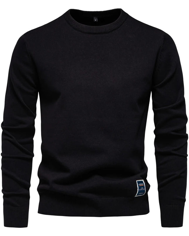 AIOPESON Men’s Solid Cotton Crew Neck Sweater - Casual Classic Style