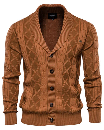 AIOPESON Men’s Spliced Cardigan - Winter Fashion Cotton Sweater