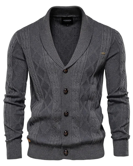 AIOPESON Men’s Spliced Cardigan - Winter Fashion Cotton Sweater