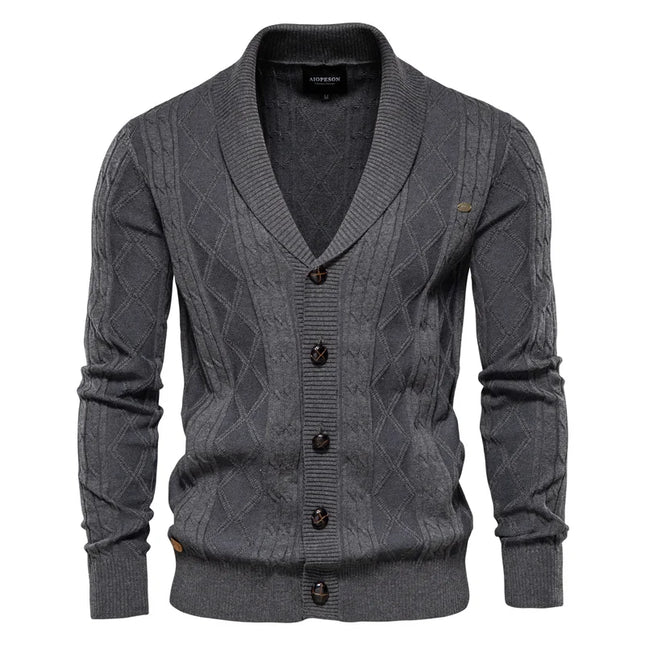 AIOPESON Men’s Spliced Cardigan - Winter Fashion Cotton Sweater