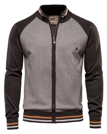 AIOPESON Men’s Spliced Cardigan - Winter Fashion Cotton Sweater