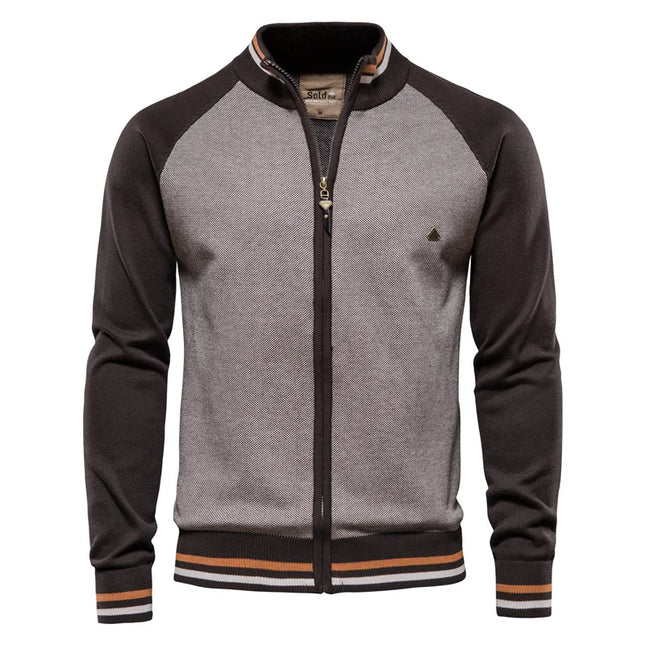 AIOPESON Men’s Spliced Cardigan - Winter Fashion Cotton Sweater