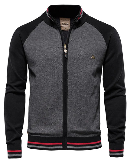 AIOPESON Men’s Spliced Cardigan - Winter Fashion Cotton Sweater