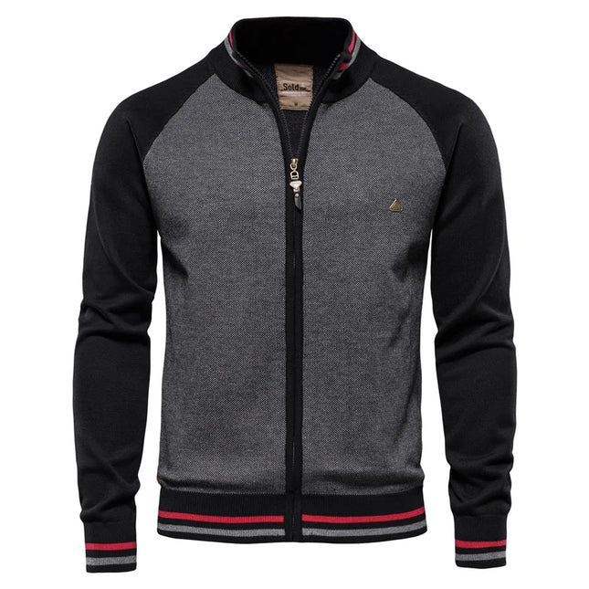 AIOPESON Men’s Spliced Cardigan - Winter Fashion Cotton Sweater