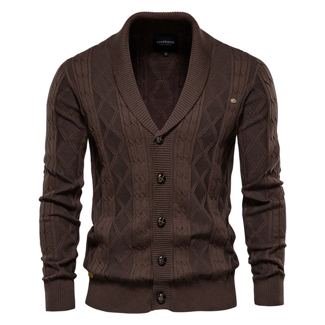 AIOPESON Men’s Spliced Cardigan - Winter Fashion Cotton Sweater