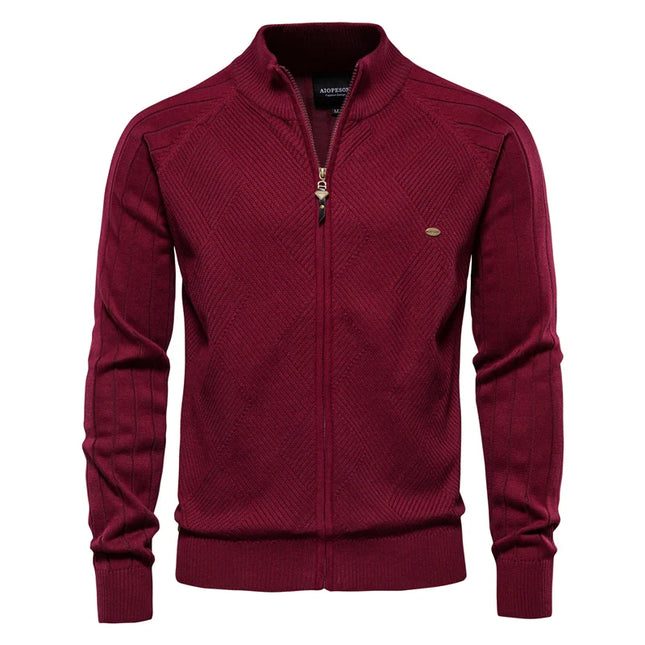 AIOPESON Men’s Spliced Cardigan - Winter Fashion Cotton Sweater