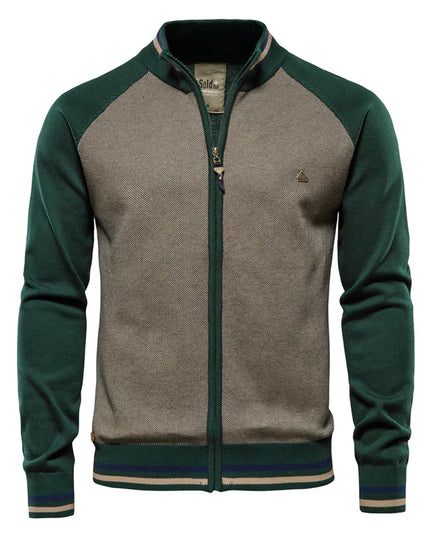 AIOPESON Men’s Spliced Cardigan - Winter Fashion Cotton Sweater