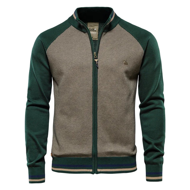 AIOPESON Men’s Spliced Cardigan - Winter Fashion Cotton Sweater