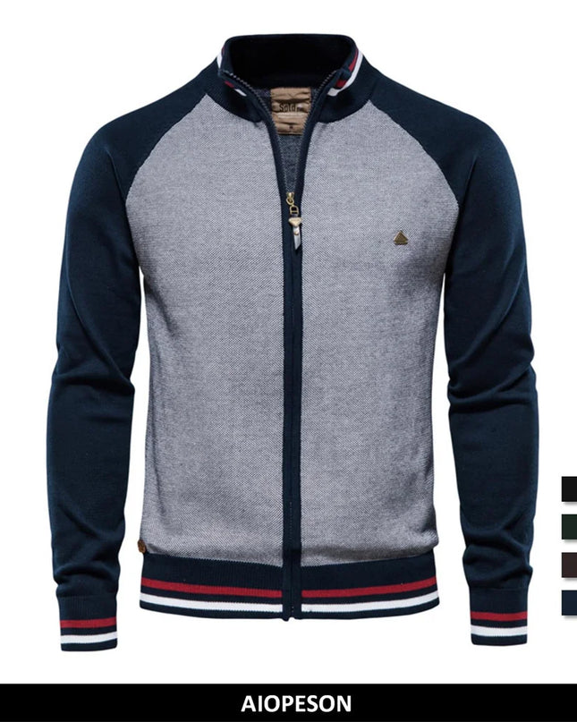 AIOPESON Men’s Spliced Cardigan - Winter Fashion Cotton Sweater