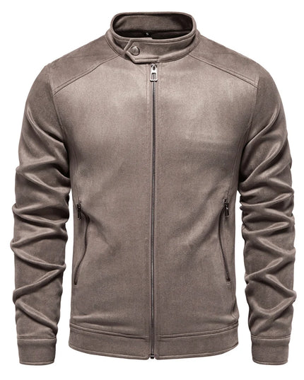 AIOPESON Men's Stand Collar Suede Jacket - Fashion Casual Style