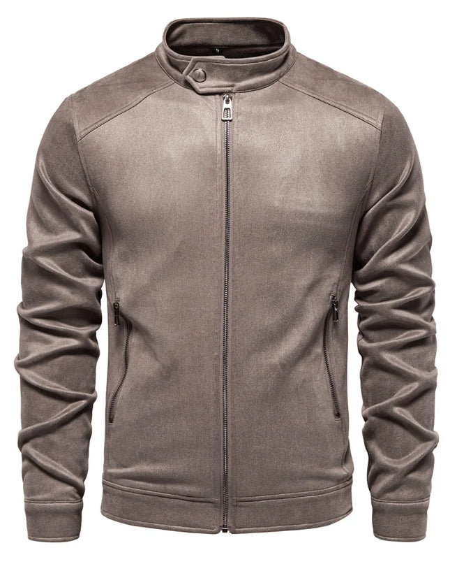 AIOPESON Men's Stand Collar Suede Jacket - Fashion Casual Style