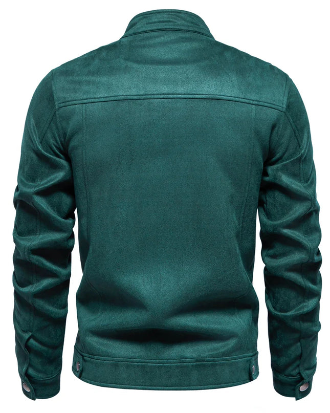 AIOPESON Men's Stand Collar Suede Jacket - Fashion Casual Style