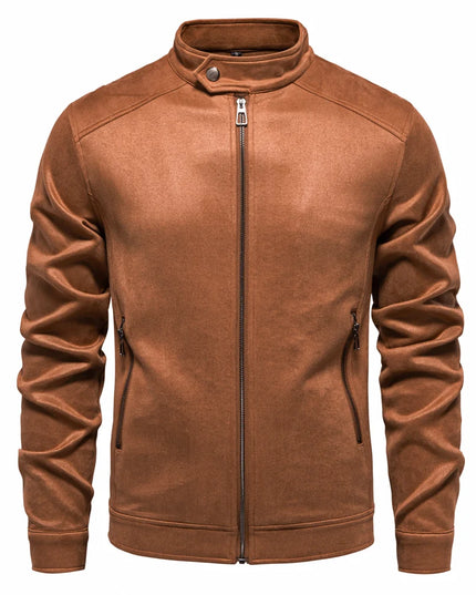 AIOPESON Men's Stand Collar Suede Jacket - Fashion Casual Style
