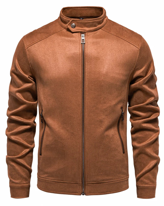 AIOPESON Men's Stand Collar Suede Jacket - Fashion Casual Style
