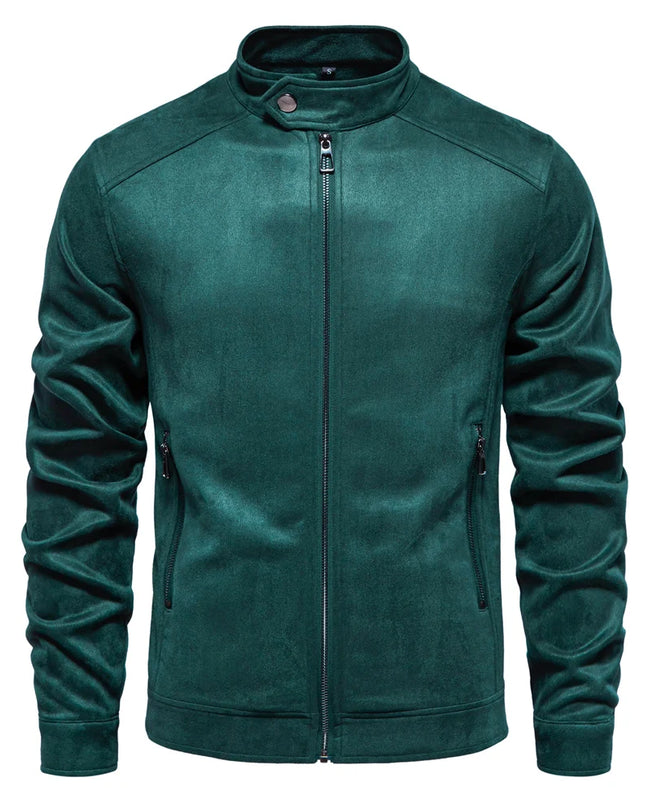 AIOPESON Men's Stand Collar Suede Jacket - Fashion Casual Style