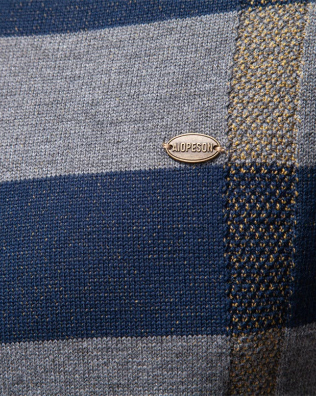 AIOPESON Men's Striped Crewneck Sweater - Warm Cotton Blend Pullover