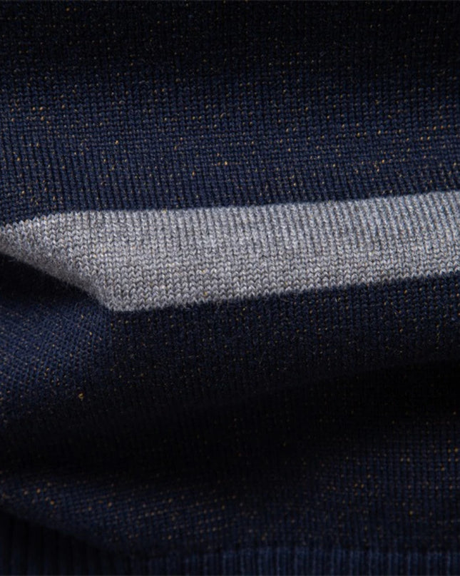 AIOPESON Men's Striped Crewneck Sweater - Warm Cotton Blend Pullover