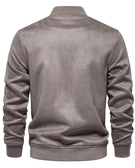 AIOPESON Men's Suede Bomber Jacket - Casual Button Up Style
