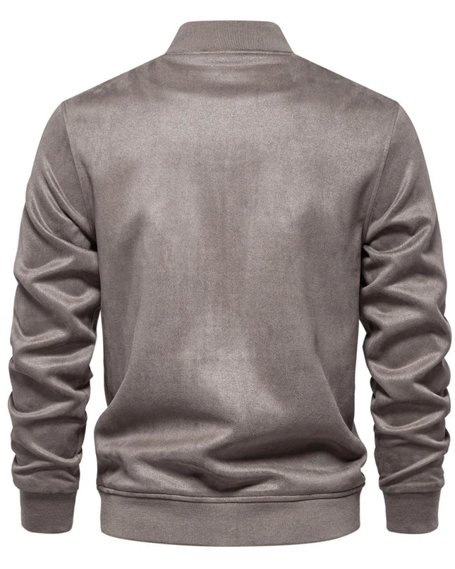AIOPESON Men's Suede Bomber Jacket - Casual Button Up Style